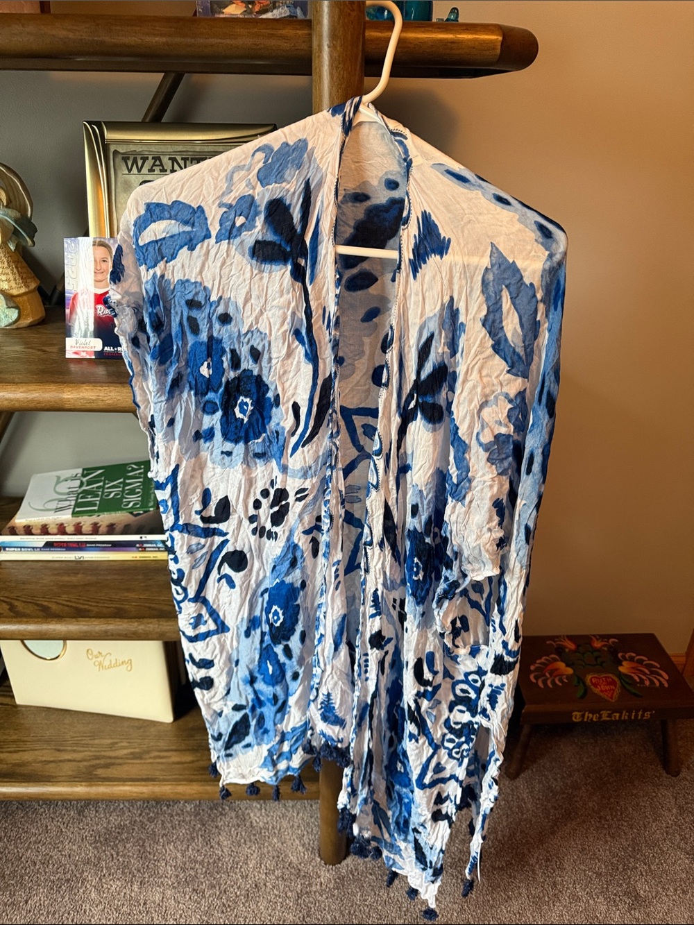 Blue Floral beach cover up - Lightweight